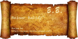 Beiner Balló névjegykártya
